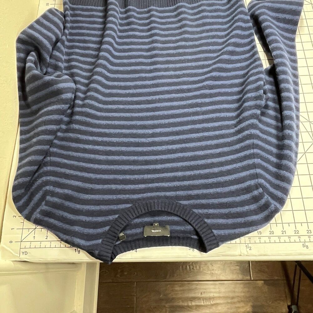 Vince 100% Wool Sweater Mens XL Blue‎ Stripe Crew Neck Cozy Soft Ribbed Cuffs - Picture 7 of 9